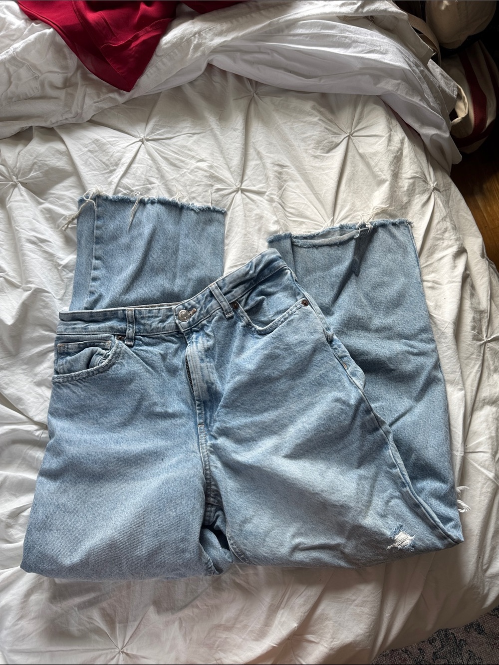 Zara Light Blue Straight Leg High-Rise Jeans